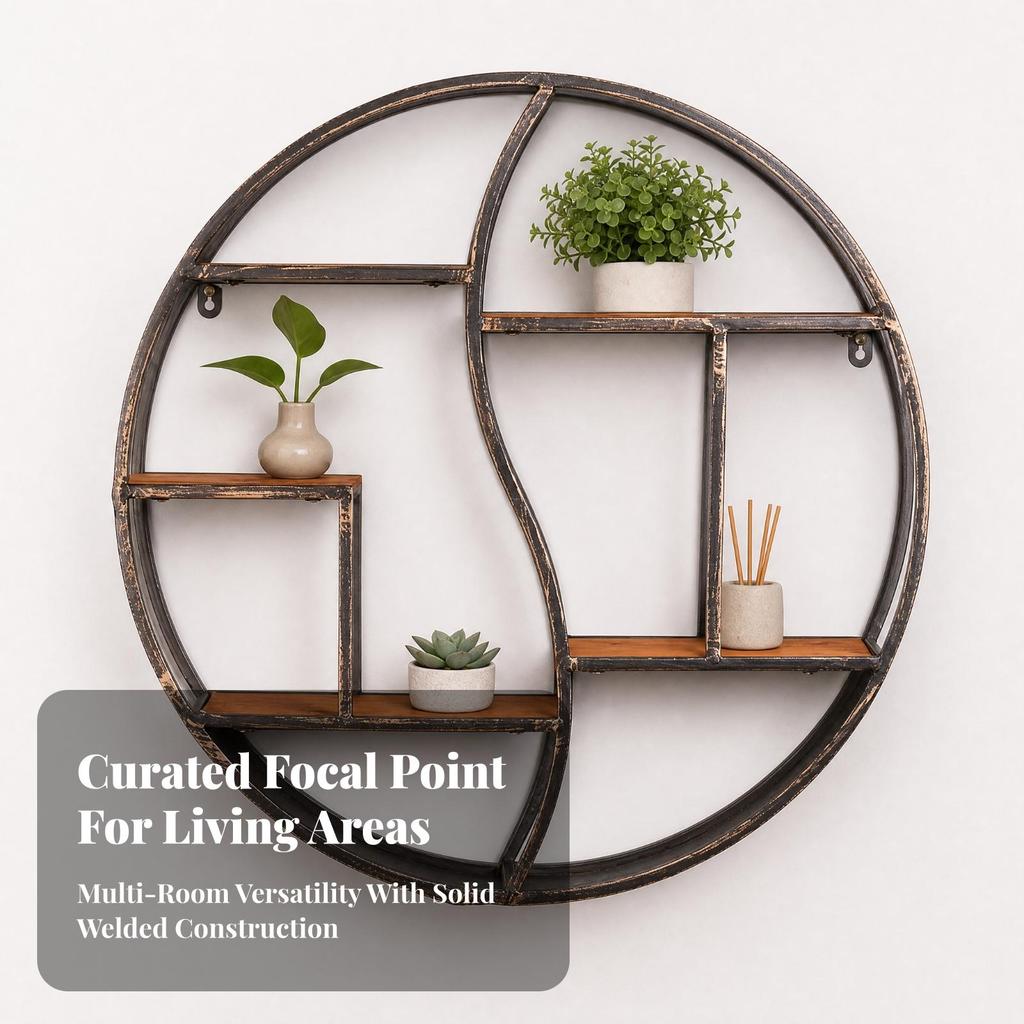 Circular Wall Shelf Decorative Round Sturdy for Office