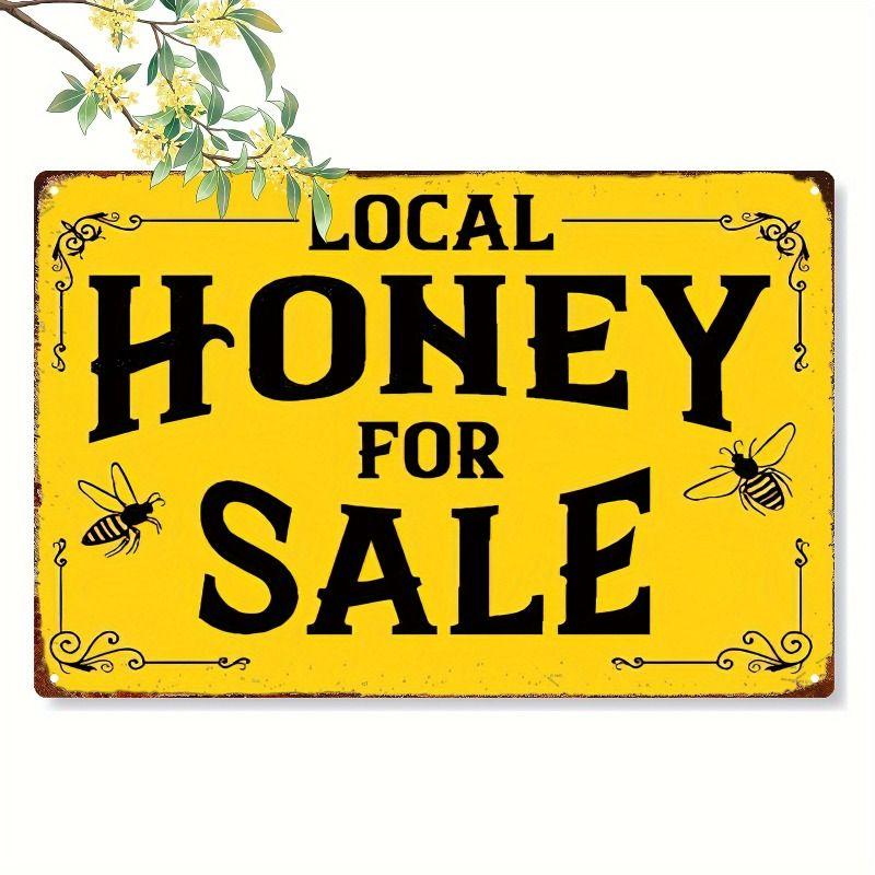 Vintage Bees & Honey Metal Tin Sign for Kitchen Farm Interior Decor