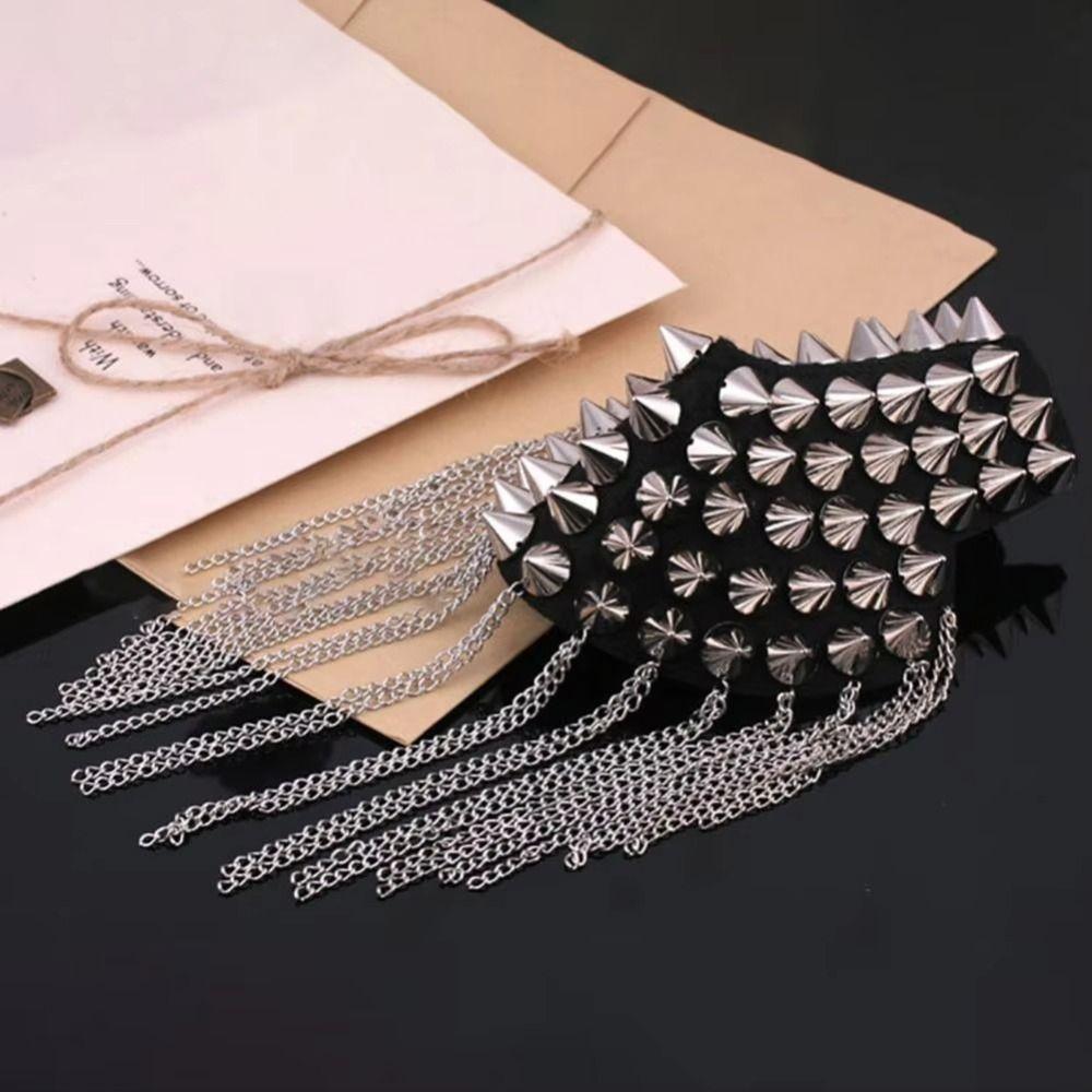Cool Club Tassel Chain Epaulette Pin Jacket Vintage Brooch Exquisite Rivet Shoulder Badges  Gift