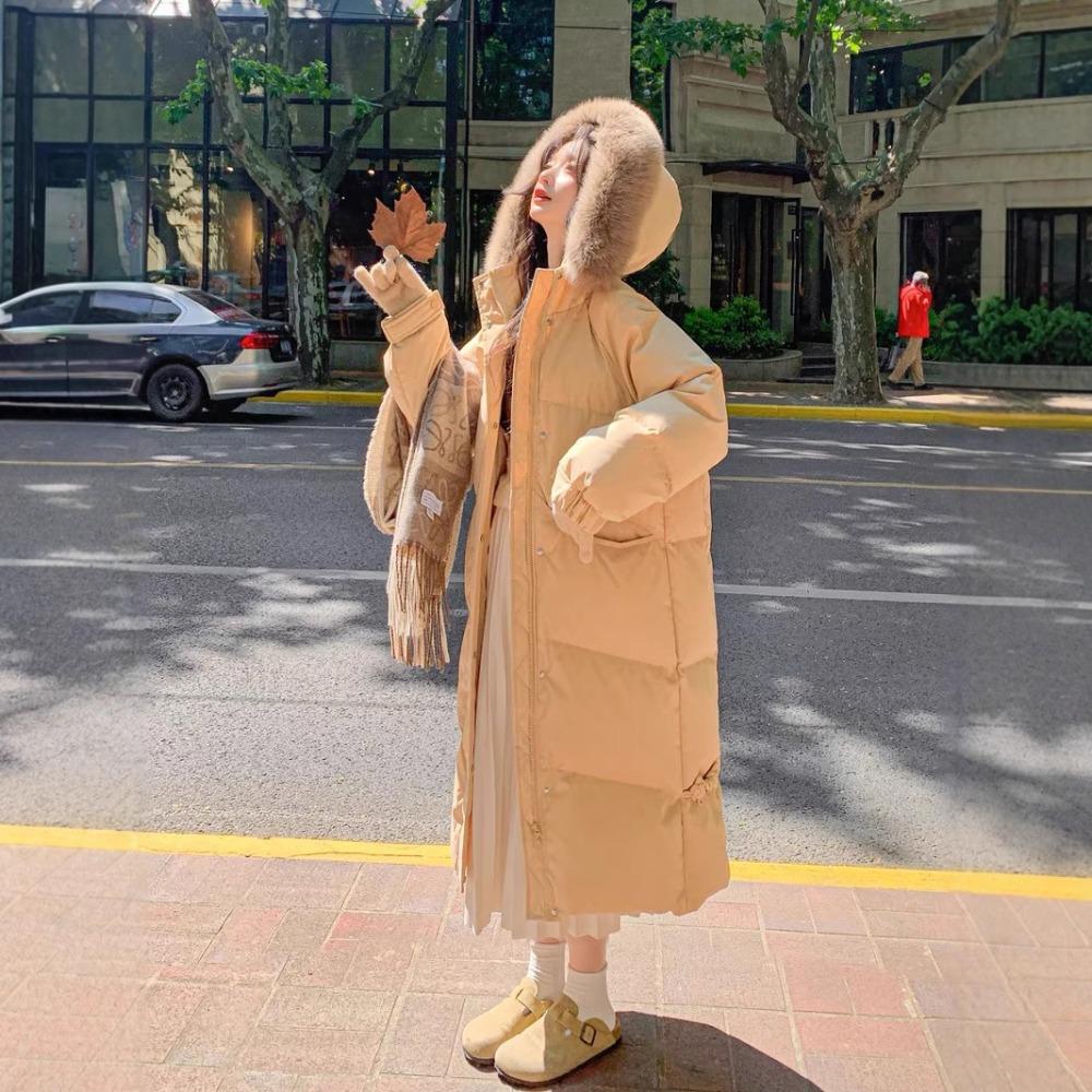 long down cotton-padded clothes for women's Korean thickened cotton-padded jackets, large sweater neck cotton-padded jackets, trendy.