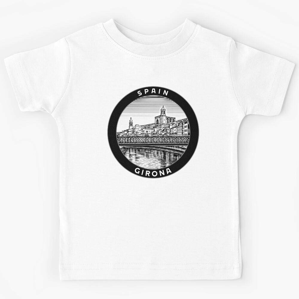 Girona Spain Linocut Style Kids T-Shirt 100