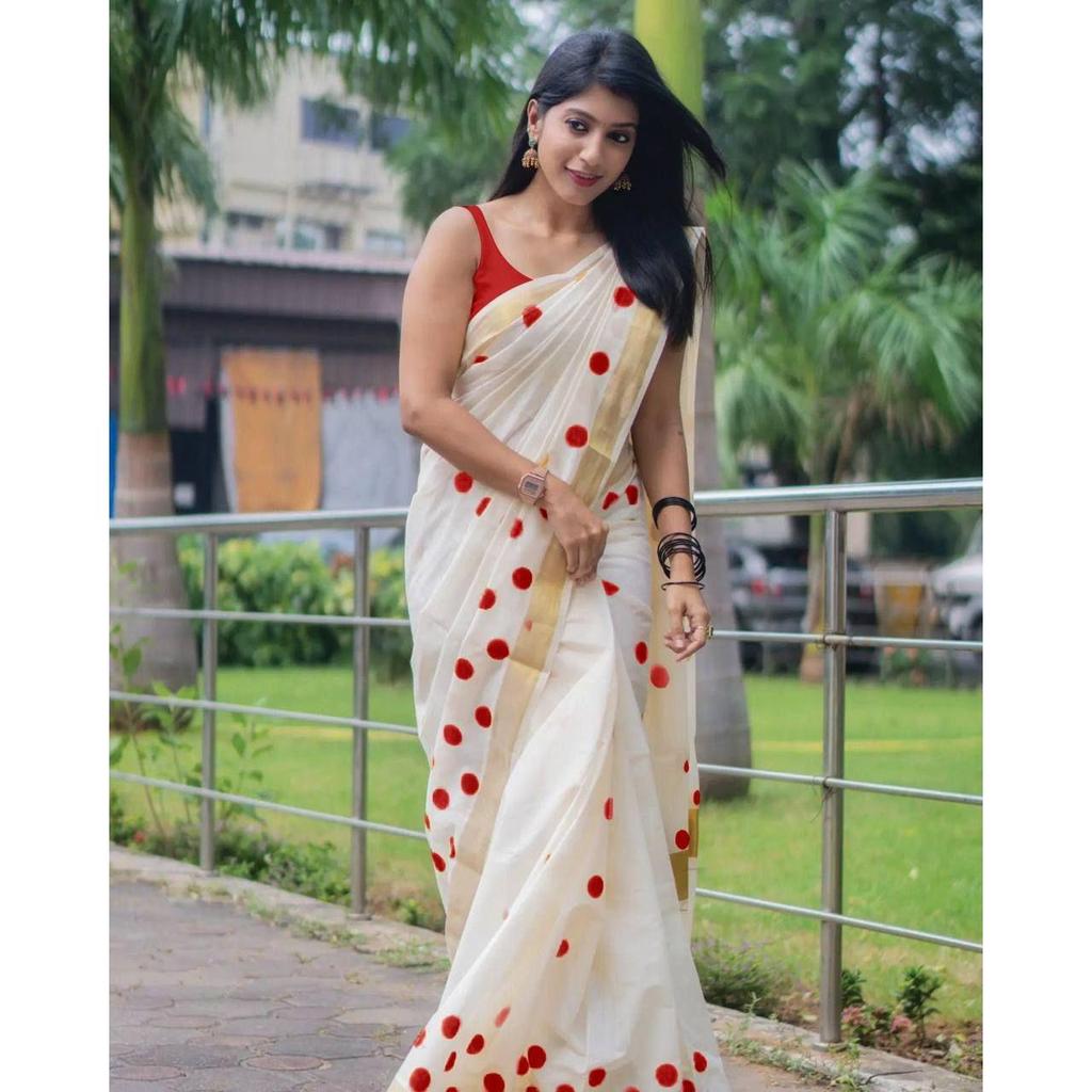 Linen with Silver Jari Border Saree