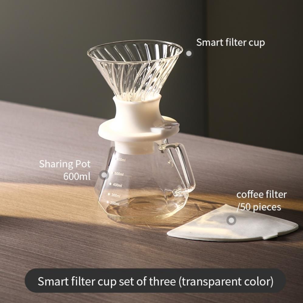 Hand Brewed Coffee Set Coffee Server with Filter Switch Dripper Handmade Borosilicate Glass Maker for Over Coffee Dripper Sets