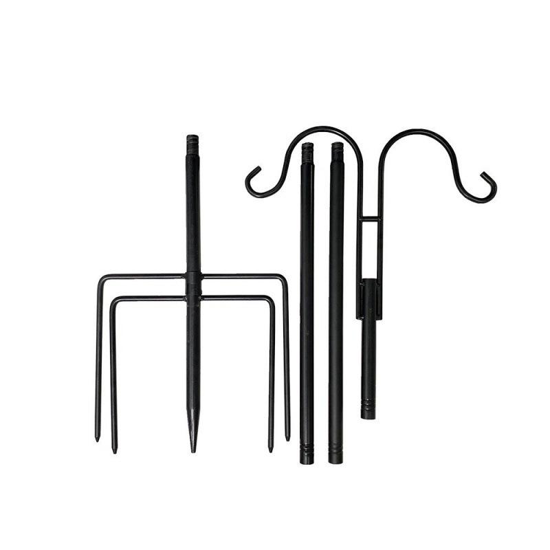 Double Wrought Iron Shepherd's Hook for Outdoor Gardens and Courtyards