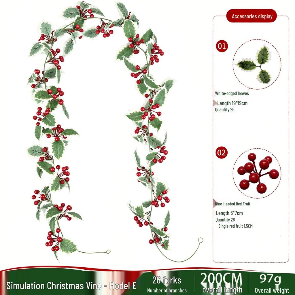Red Berry Christmas Vine Home Decoration - Festive Party Garland