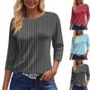 Moda damă ocazional decolteu rotund mâneci 3/4 tricou imprimat largi Top dama