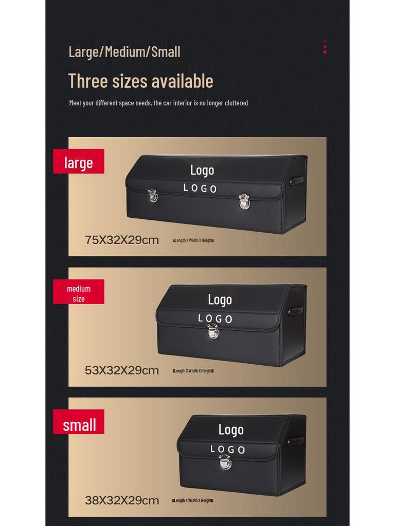 Leather Car Trunk Storage Box with Logo - Multifunctional Folding Organizer
