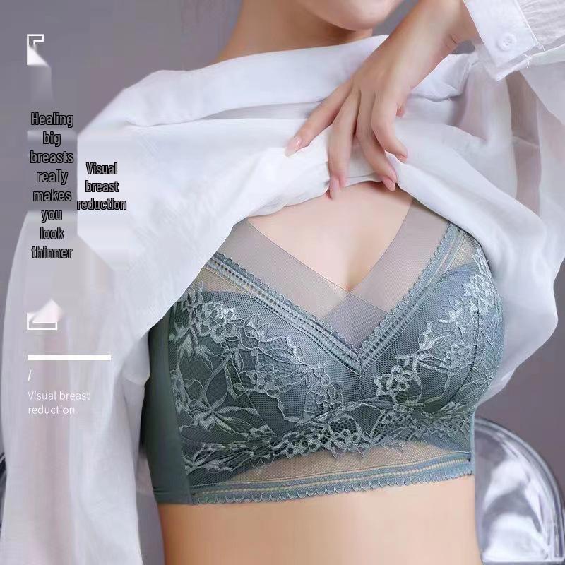 Elegant Women's Lace Back Underwear: Non-Steel Ring, Seamless, One-Piece Vest Bra for Support and Comfort.
