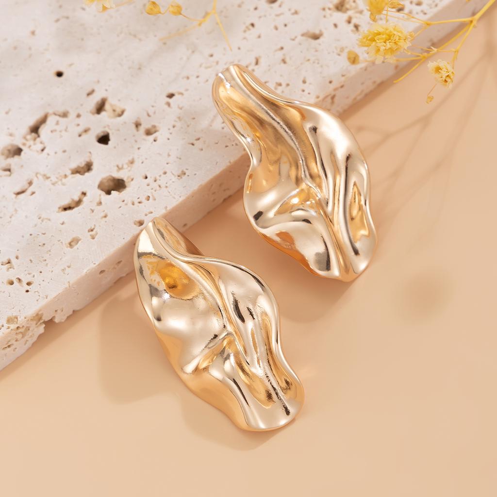 Ingemark Punk Unique Metal Irregular Metal Stud Earrings for Women Trend 2024 Vintage Piercing Earring Zircon Accessories New