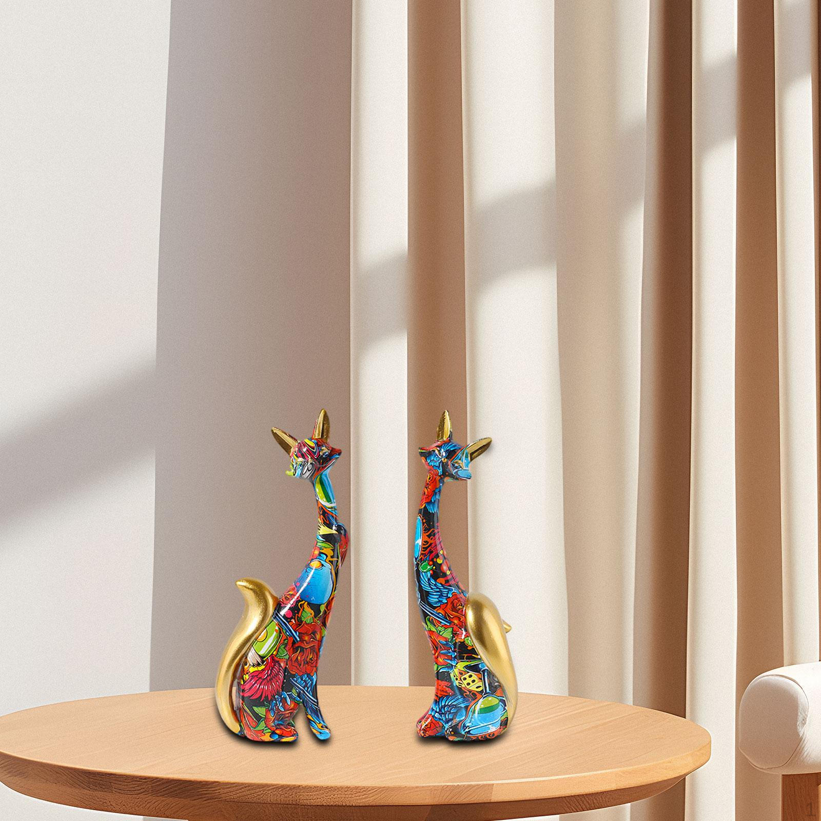 

2 Статуэтки кошек, Фигурки из смолы, Украшения для стола и полки Style C