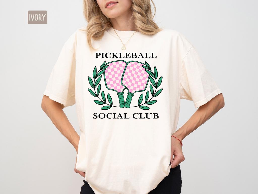 Pickleball Social Club Shirt, Comfort Colors, Preppy Sport Tee