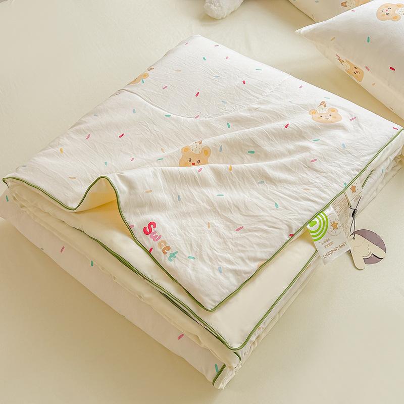 Class A Washed Cotton Soybean Fiber Gauze Quilt - Double Layer Summer Cool, Machine Washable