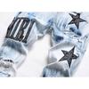 Jeans Slim-fit in Denim Streetwear Blu Usurati Slim-fit Elasticizzati sui Fianchi Quattro Stagioni Elasticizzati Jeans Corti da Uomo 3091