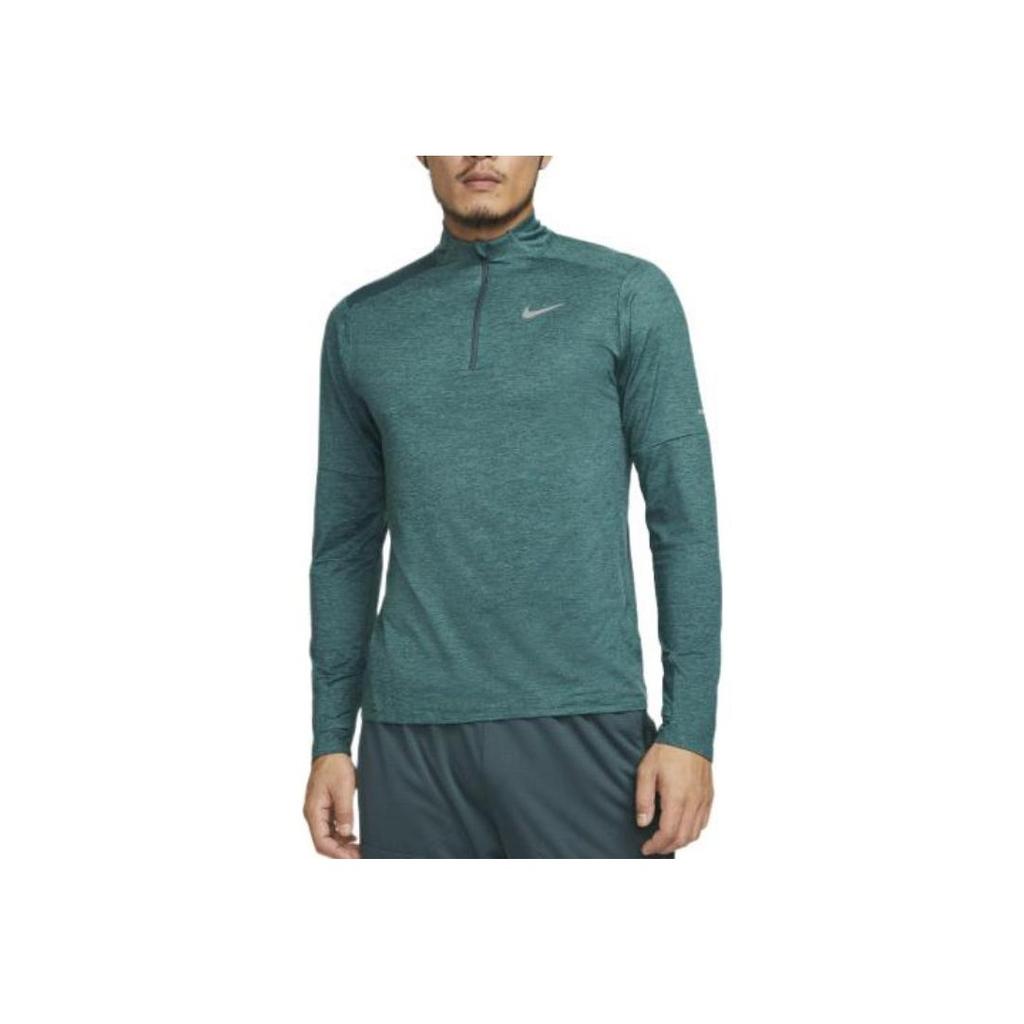 Nike Dri-Fit Element Langermet T-skjorte med Halv Glidelås og Trykk Herre Topper Fade-Gran-Grønn DD4757-309