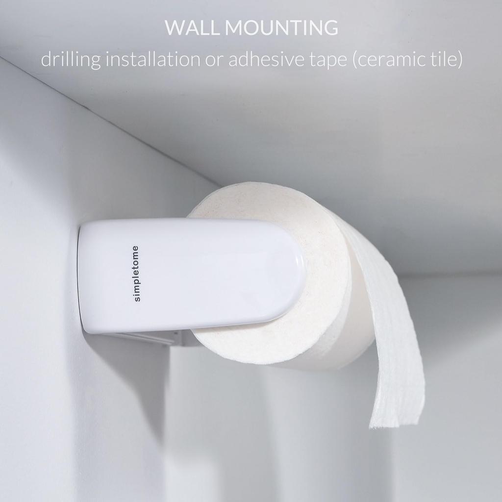 simpletome Paper Towel Holder with One-Handed Tear, Adaptive Tension Arm, Adjustable Length 24-28cm (White)