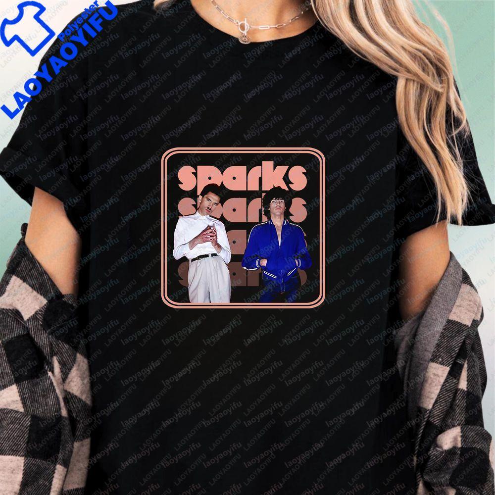Sparks Band Print Locker sitzendes Oberteil Trendiges Unisex Kurzarm-T-Shirt Geeignet für Unisex und WoUnisex Große Größe