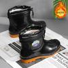 New rain shoes men's medium tube rain boots men's short tube water shoes outside the kitchen waterproof low tube piled thickened wear-resistant