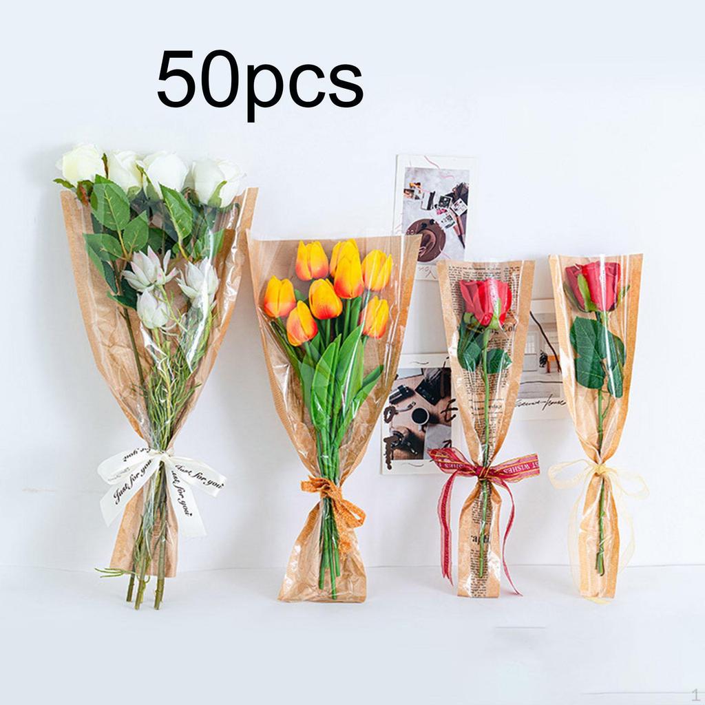 50 Pieces Flower Wrapping Bags Bouquet Bag Multifunctional Floral Packing Sleeves for