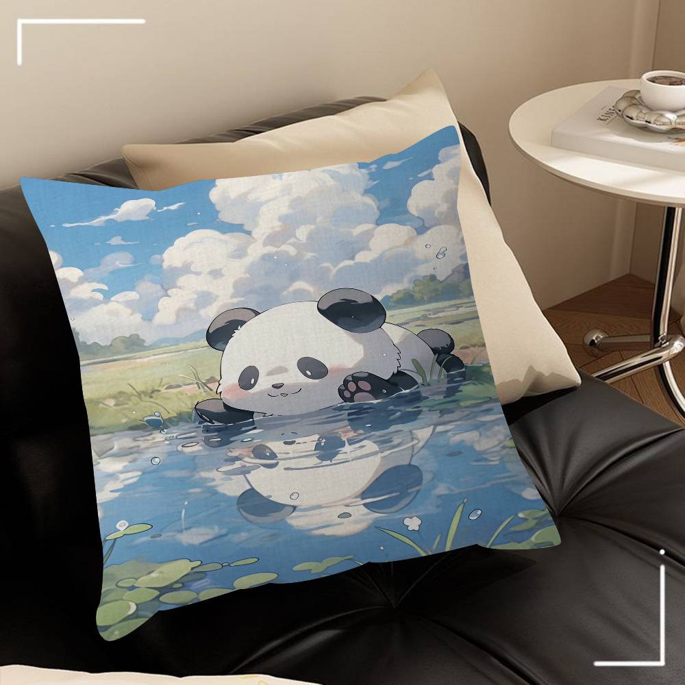 Cute Cartoon Panda Office Cushion Pillowcase Car Cushion Cover45X45CM Lumbar Pillowcase Sofa Pillowcover