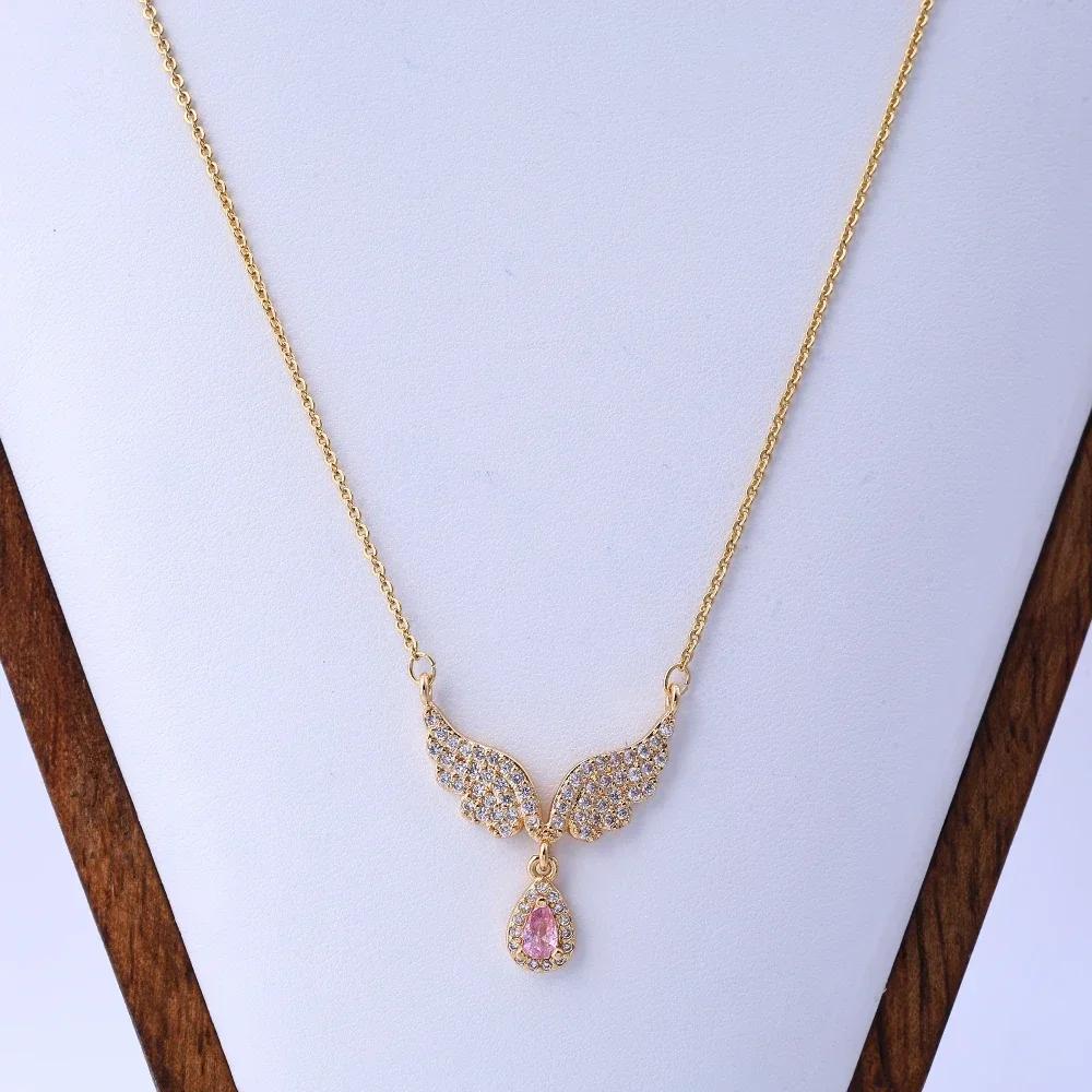 Copper gold-plated angel wings necklace women's high-end sense of light luxury, simple niche wing pendant, versatile fashion jew