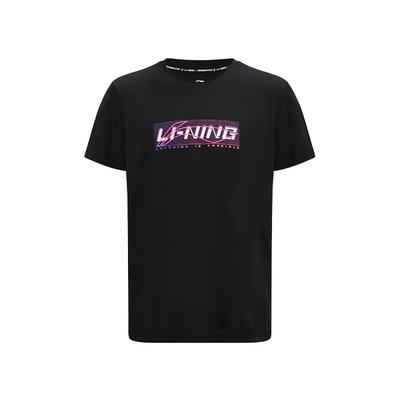 Li Ning Badminton Series Creative Logo Classic Breathable Vitality Fashion Casual Daily Sports Short Sleeve T-Shirt Unisex Tops Black ATSV627-1