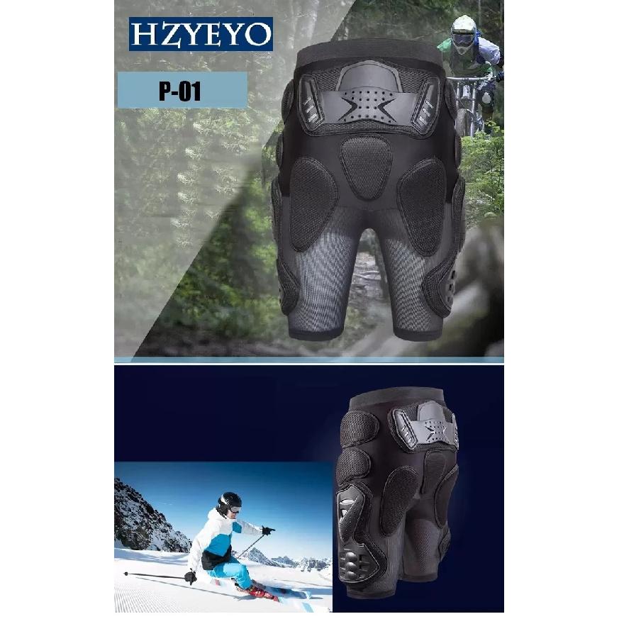 HZYEYO Breathable Motocross Knee Protector Motorcycle Armor Shorts Skating Extreme Sport Protective Gear Hip Pad Pants P-01