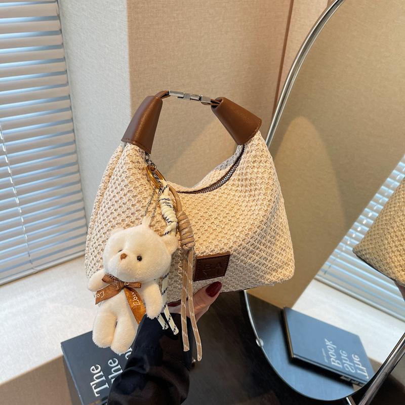 

Популярная соломенная сумка женская новая модная универсальная портативная сумка через плечо простая сумка-мессенджер темно-коричневого