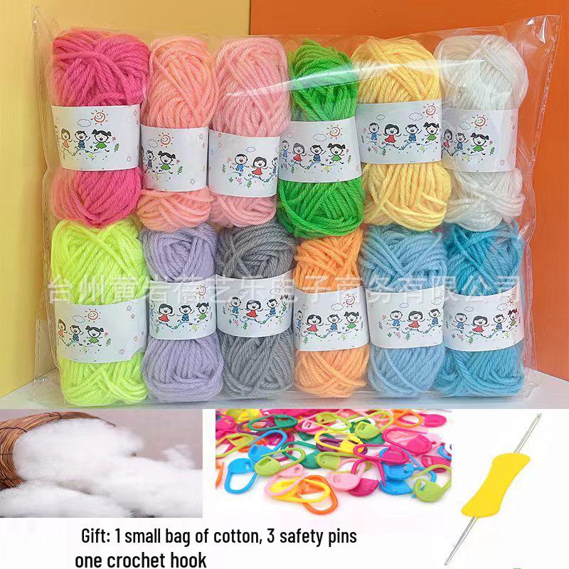 12-Color Children's DIY Yarn Balls for Kindergarten Weaving and Crafts