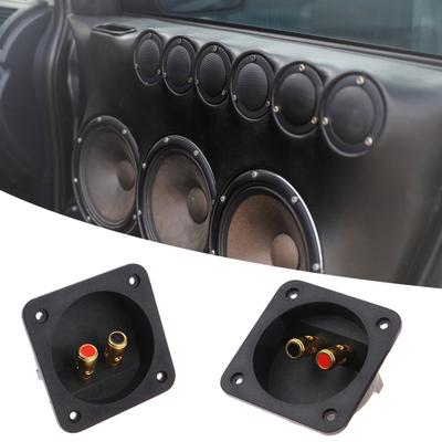 2Pcs Speaker Terminal Cups Gold Plated Binding Posts for Car Audio Subwoofer Square Push-Type Connection Box Audio Junction Box for Stage Vehicle
