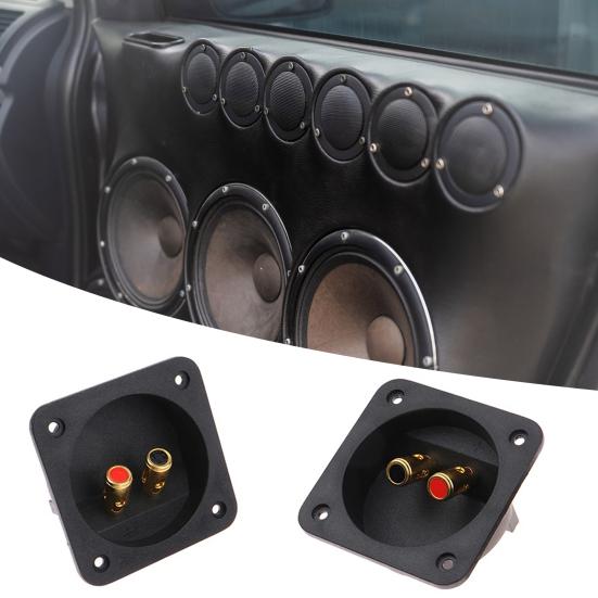 2 Stück Lautsprecheranschlussbecher Vergoldete Polklemmen für Car-Audio Subwoofer Quadratische Push-Type Anschlussdose Audio-Verteilerdose für Bühne Fahrzeug