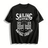 Vintage Anchor Print Casual T-Shirt Unisex Loose Fit Basic Top Pure Cotton T-shirt