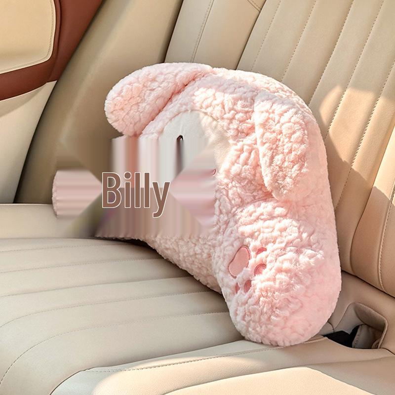 Plush Winter Car Headrest & Lumbar Support: Cute Cartoon Neck Pillow & Backrest Cushion