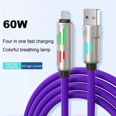 Fast Charging Data Cable 240W Thickened Silicone Charging Cable Multi-Protocol Data Transfer Cable