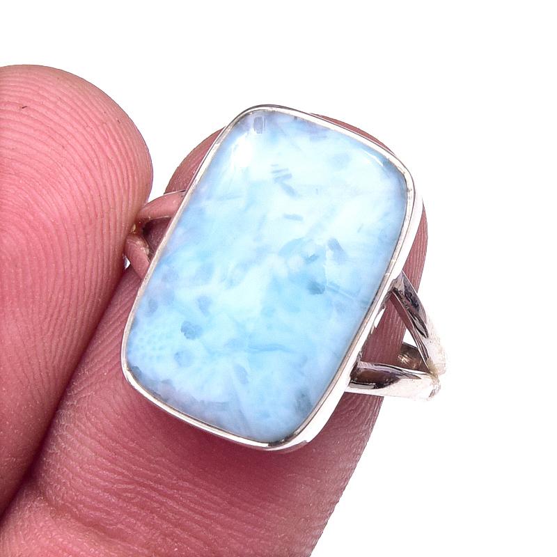 

Natural Republic Larimar Gemstone 925 Solid Sterling Silver Gift Ring S.8 G1N73