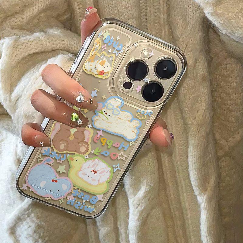 Spring Sunbathing Animals Transparent Phone Case for Apple 17, 16, 15, 13 Pro Max, 12, and 11