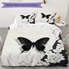 Black Butterfly Pattern Bedding Uilt Set Uilt Cover Pillowcase Home Decoration Birthday Gift (1 * Duvet Cover + 2 * Pillowcase  Without Core)
