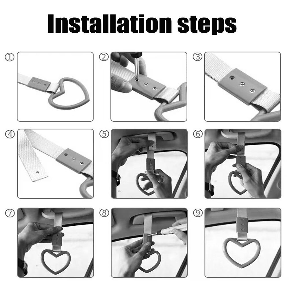 1Pcs Ring Car Warning Subway Train Bus Handle Pull Strap Heart Shape Red