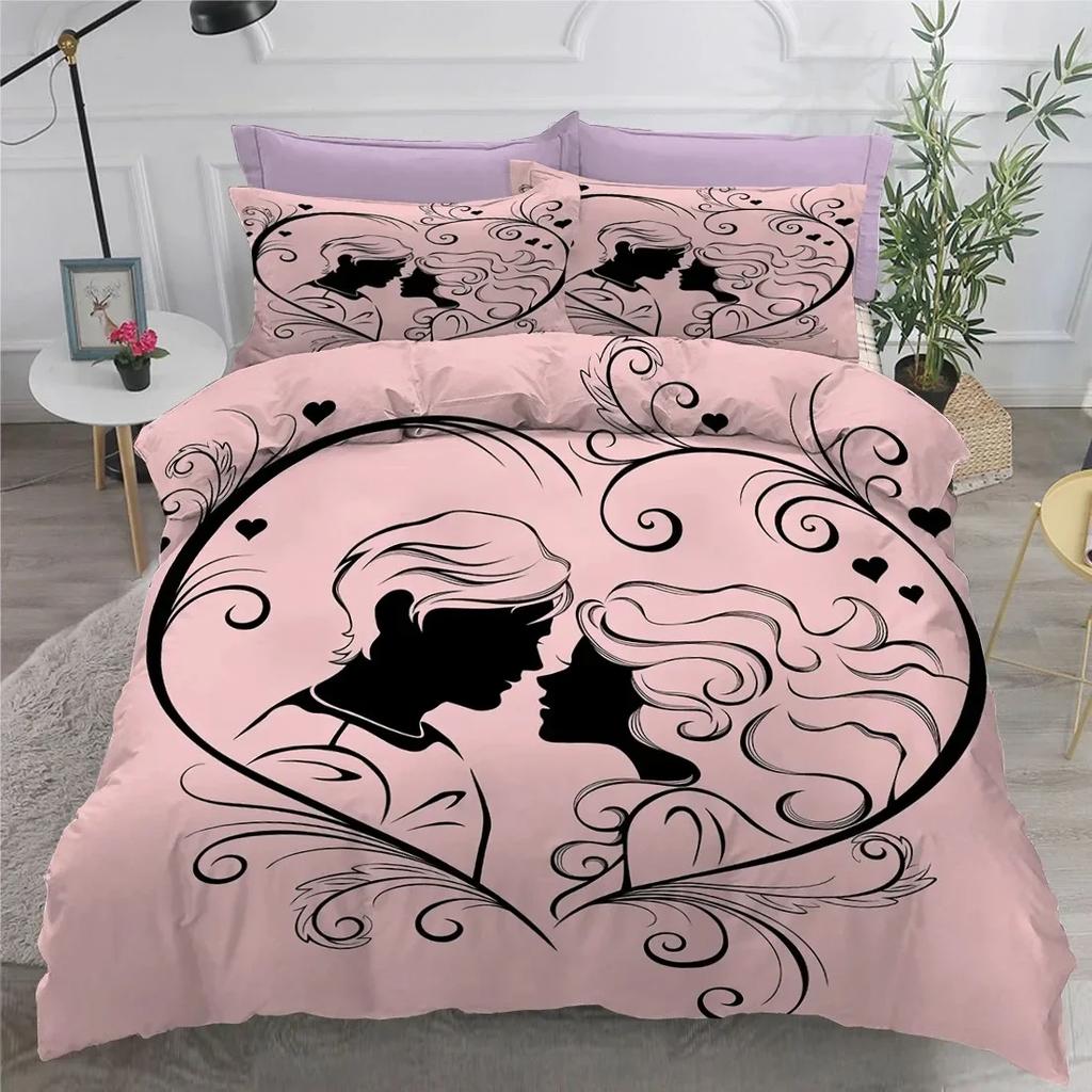 Valentine's Day Wedding Rose Flower Comfortable Duvet Cover Pillowcase Bedding Set Children Bedroom Decoration Home Textile