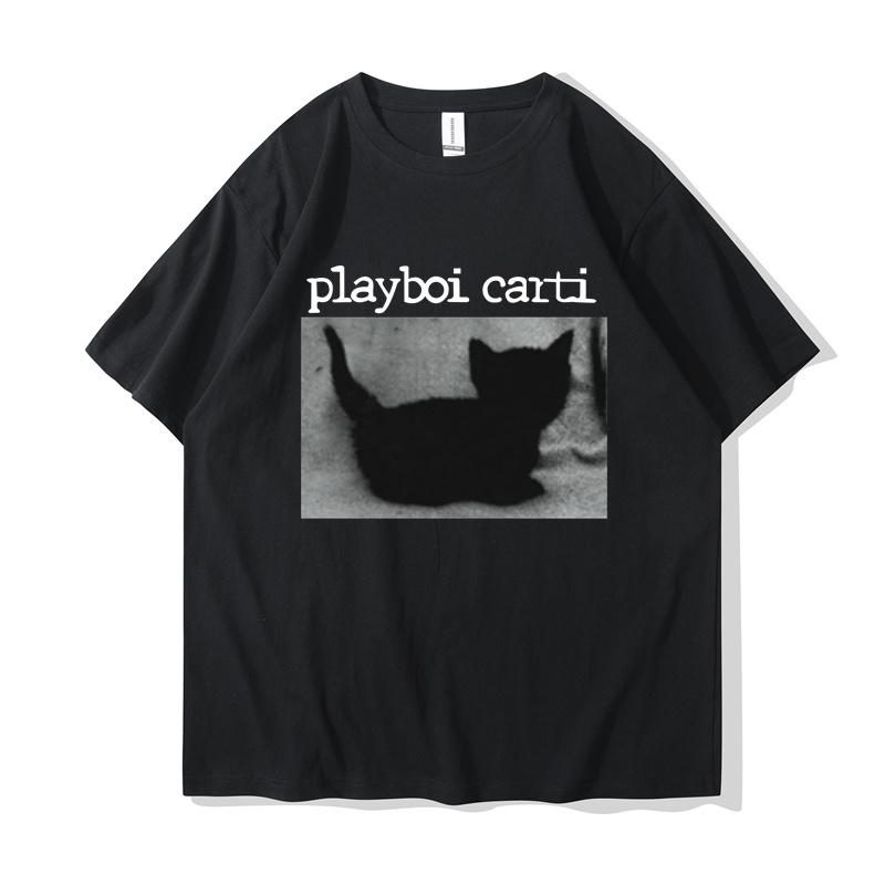

Playboi Carti Oversized хип-хоп футболки с милым котом Harajuku футболка с принтом обычные мужские топы качественная футболка рэпера 3XL