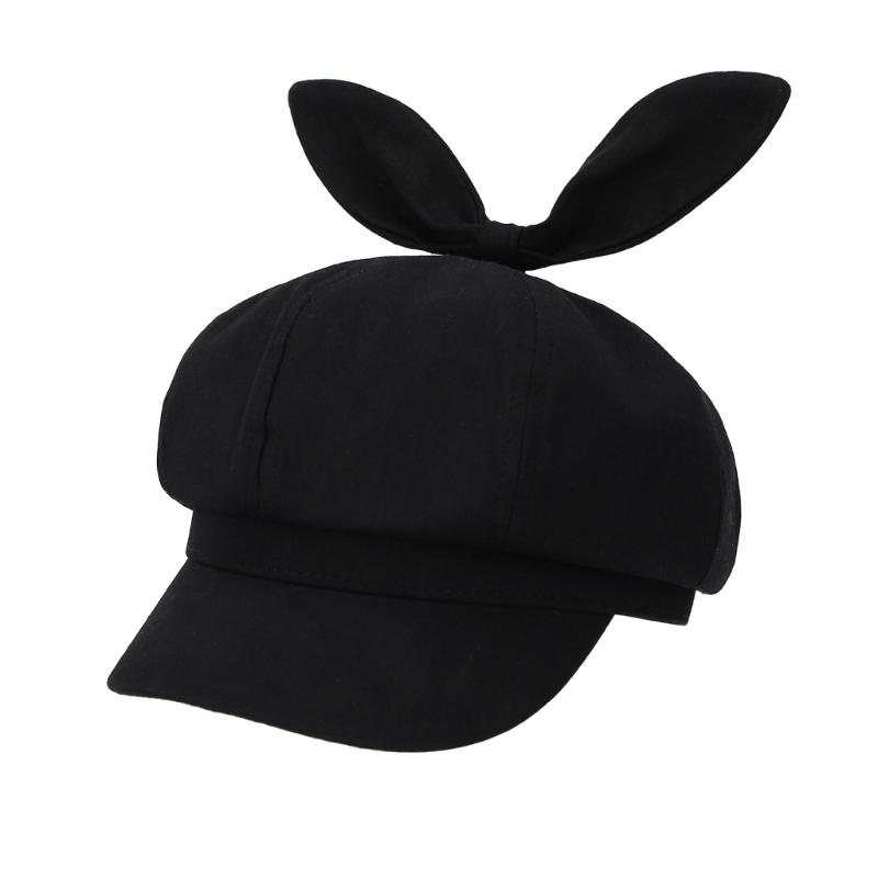 Girls Beret Subculture Rabbits Ear Painter Hat Artist Hat Gift for Halloween Rabbits Ear Decorated for Holiday