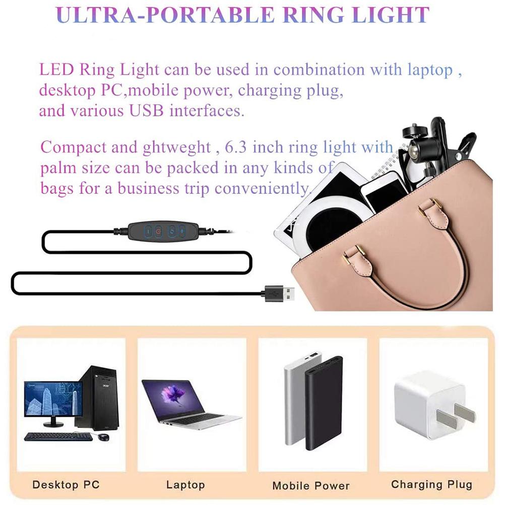 6 Inch Clip On Ring Light with Fill Light & Beauty Mode for Tablet