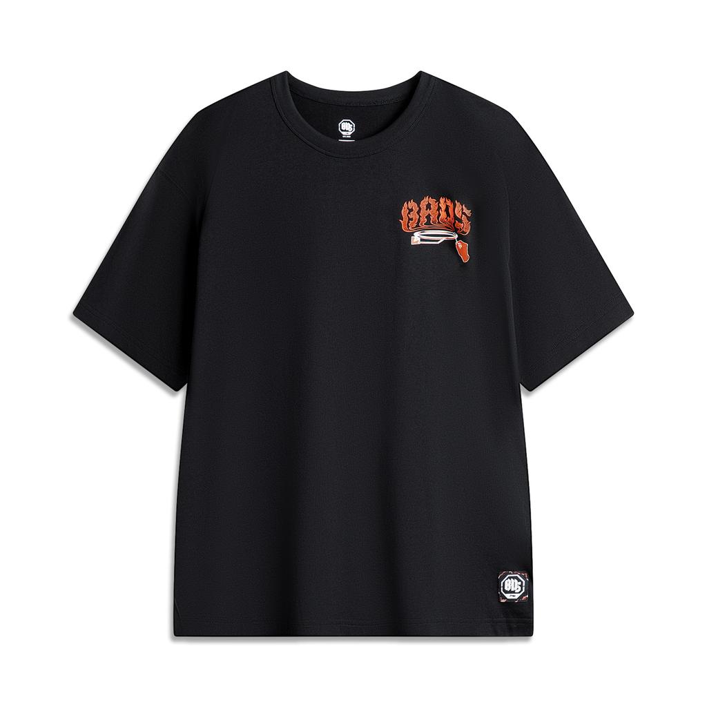 Li Ning X Badfive Basketball Series Logo Print Short Sleeve T-Shirt Men Tops Black AHSU157-2