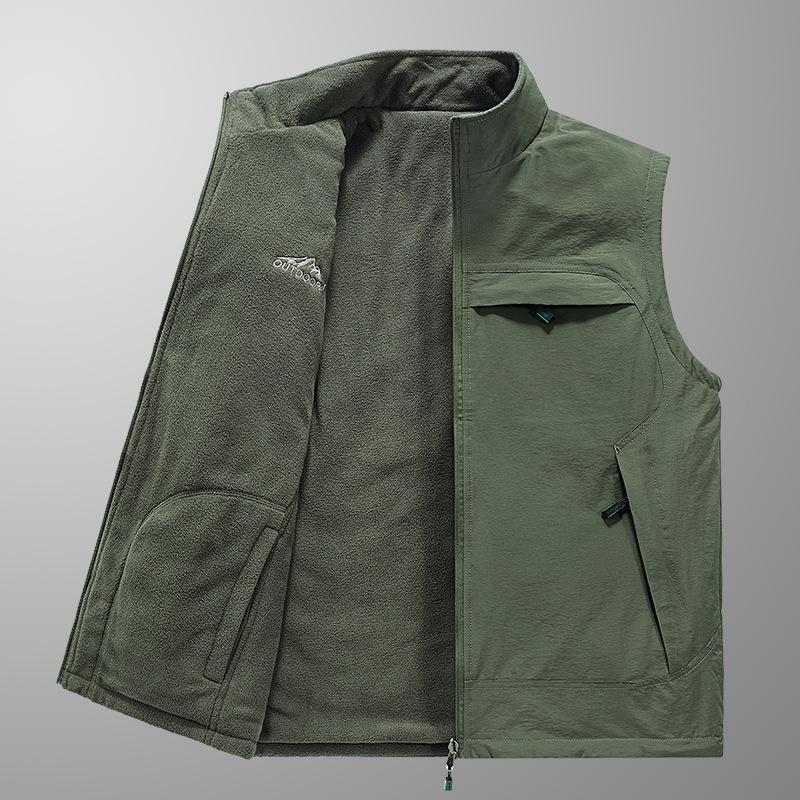 Autumn and Winter Outdoor Vest Men's Jacket Thick Fleece Vest Double-sided Fleece Sleeveless Jacket Horse Clip Vest