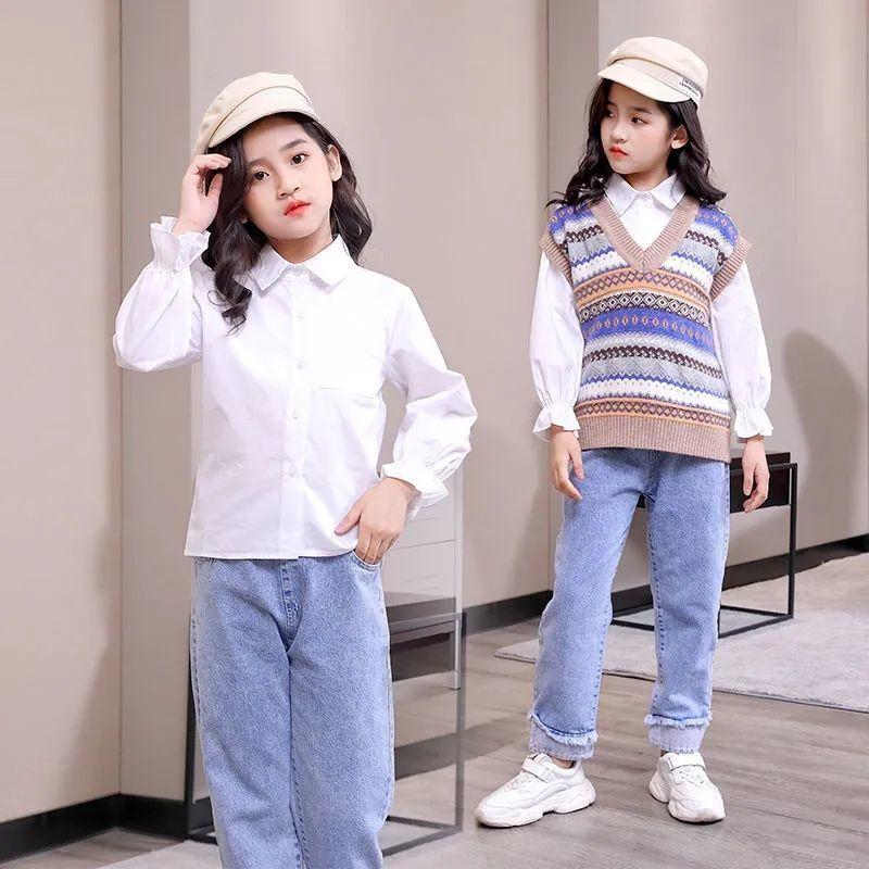 Girls' Knitwear Waistcoat Spring and Autumn Children Fashion Vest Coat