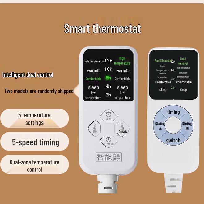 Smart Dual-Control Electric Heating Blanket - Leak-Proof, Constant Temperature, Safe, Waterproof for Home Use
