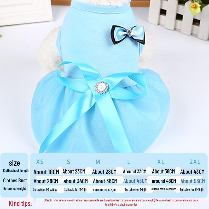 

Летнее сетчатое платье для собаки в корейском стиле с бантом XS