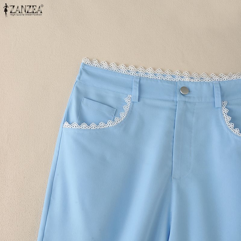 ZANZEA Womens Casual Solid Color Loose Long Pants