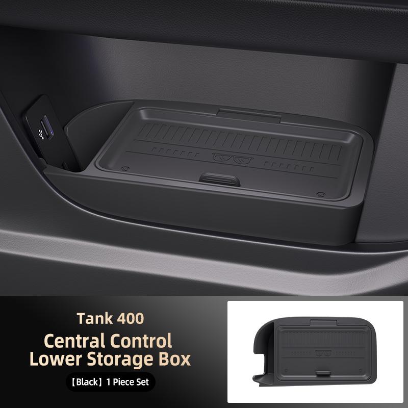 For TANK 400 2025 2026 Central Control Storage Box, Double Layer Waterproof Anti-Slip Car Organizer with Privacy Cover