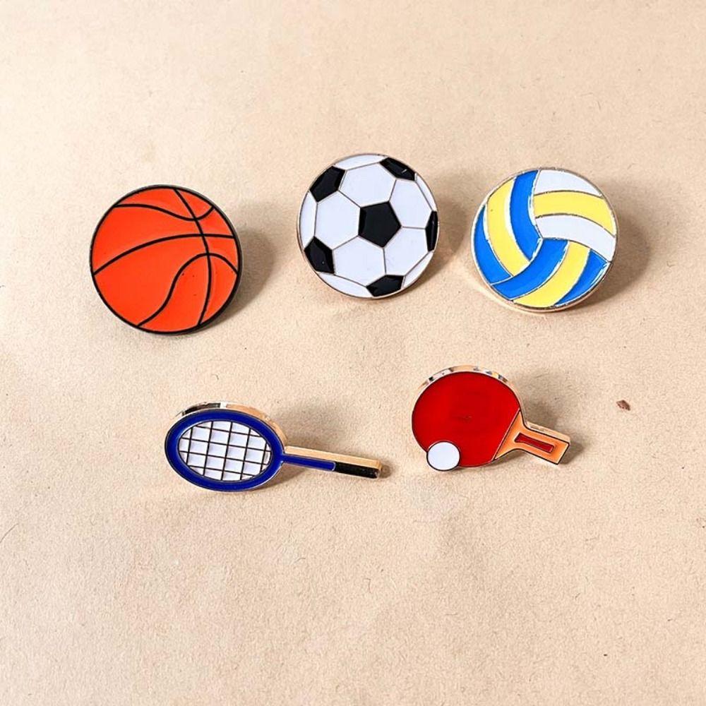 Basketball Sports Ball Enamel Pin Volleyball Metal Badge Fashion Dripping Oil Brooch  Decoration