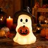 Halloween Ghost Figurine Figurine, Cute Resin Holding Pumpkin Healing Room Accessory Statue for Desk Tabletop Indoor Home Decor Whimsical